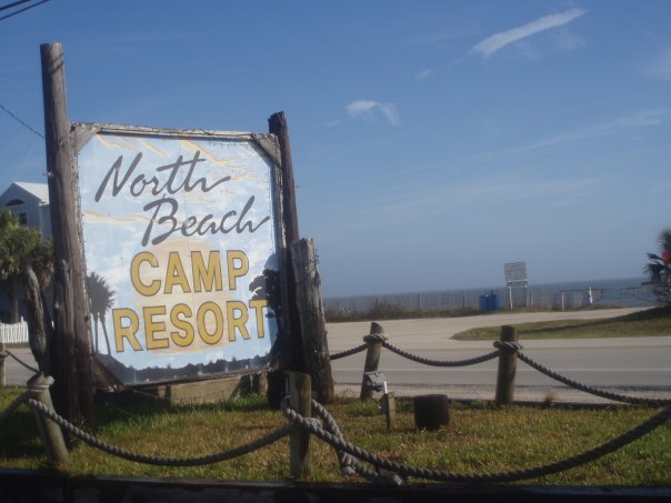 north beach camp resort sign
