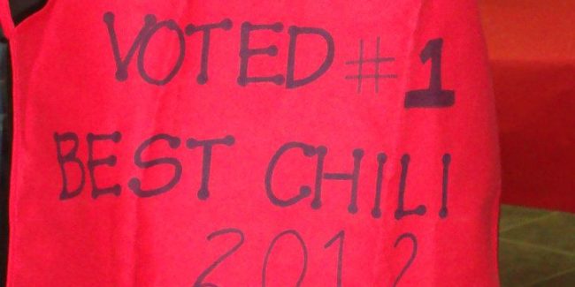 apron with saying voted #1 best chili 2012 north beach camp resort