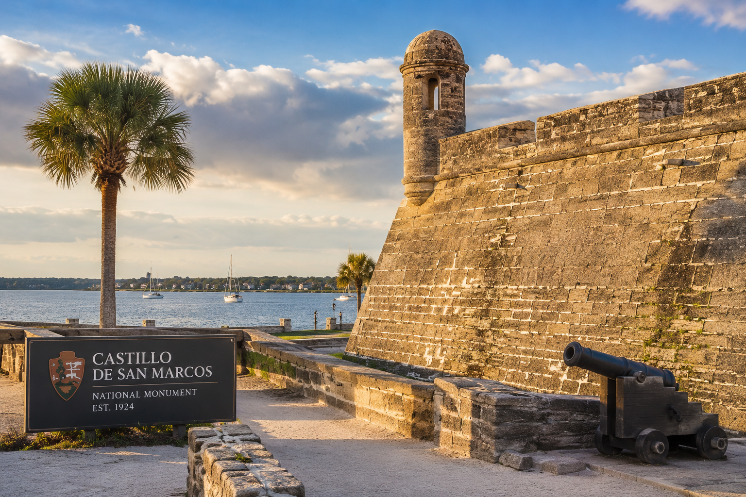 Castillo de San Marcos National Monument in St. Augustine Florida Castillo de San Marcos National Monument overlooking the waterfront in historic St. Augustine Florida
